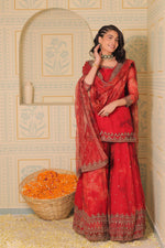 Anaari red kurta and sharara with dupatta