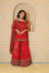 Anaari red kurta and sharara with dupatta