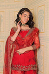 Anaari red kurta and sharara with dupatta