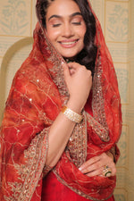 Anaari red kurta and sharara with dupatta