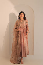 Beige gold anarkali with dupatta