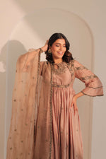 Beige gold anarkali with dupatta