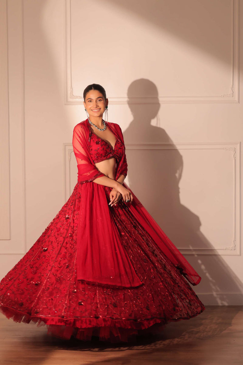 Red lehenga set