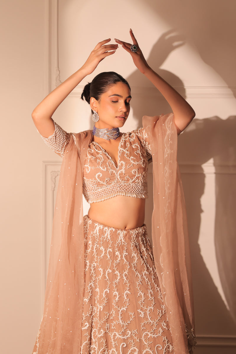 Nora nude beige lehenga set