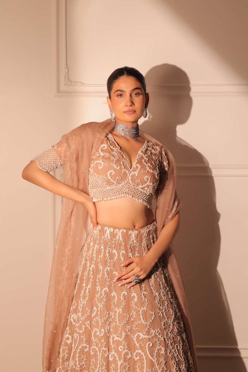 Nora nude beige lehenga set