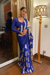 Blue Crinkle Gota Sari