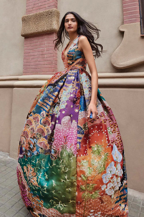 Lleida - Maze Orange Organza Gown