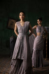 Mauve Sharara Set With Asymmetrical Hemline