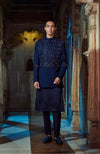 Navy blue kurta jacket set