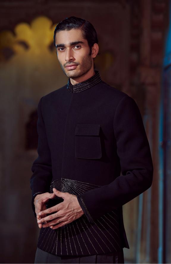 Black V shaped kurta