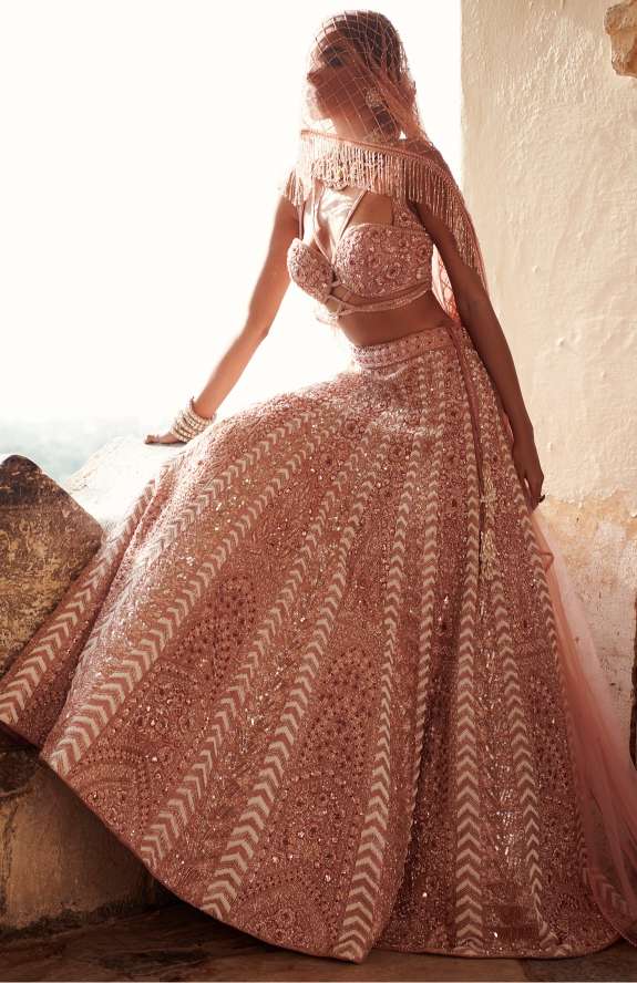 Pale pink bridal lehenga