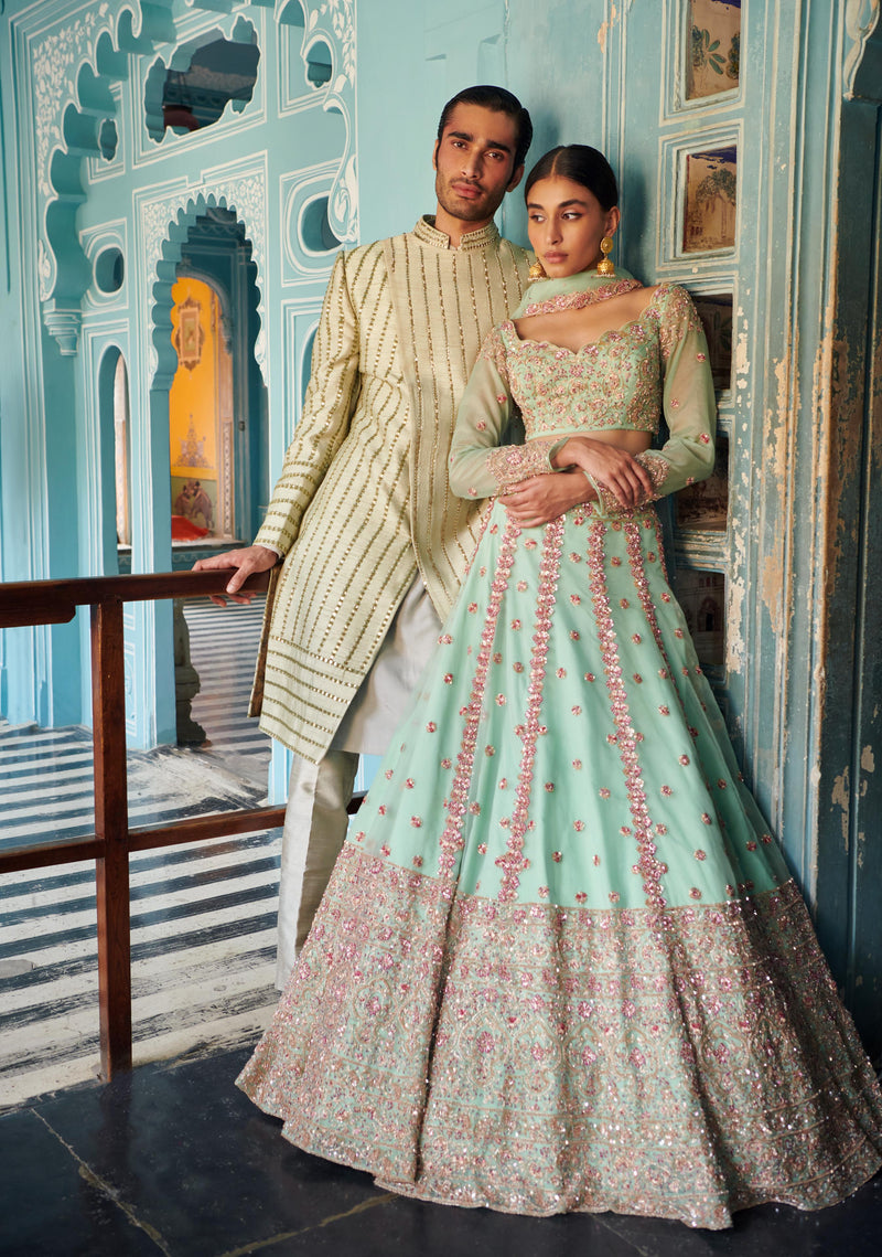 Mint green lehenga