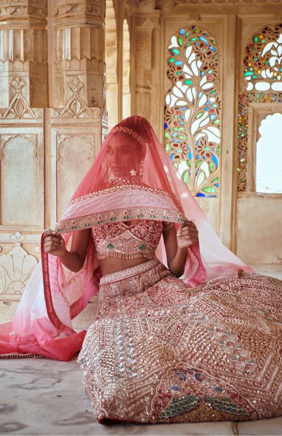 Onion pink bridal lehenga