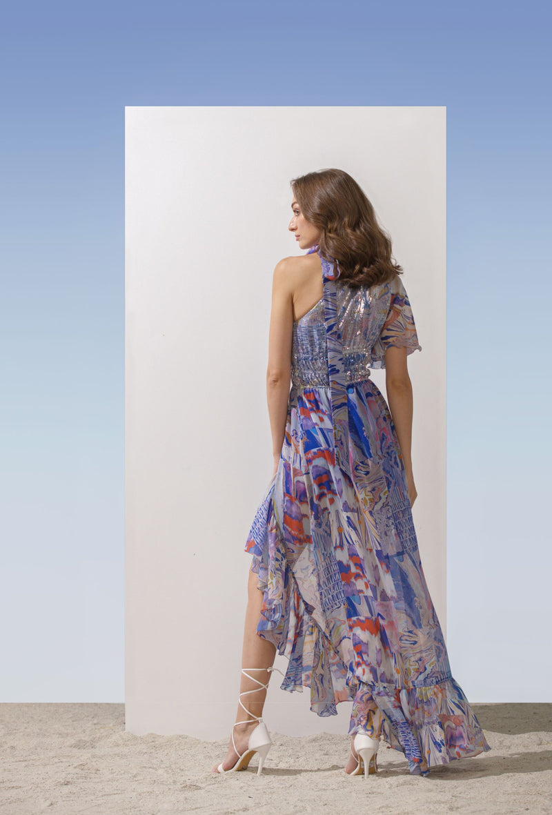 Chiffon Marbling Printed Dress