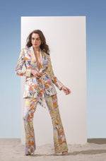 SATIN YELLOW PRINTED JACKET SET