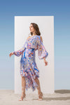 Chiffon Printed One-Off Shoulder Dress With Asymmetric Hem