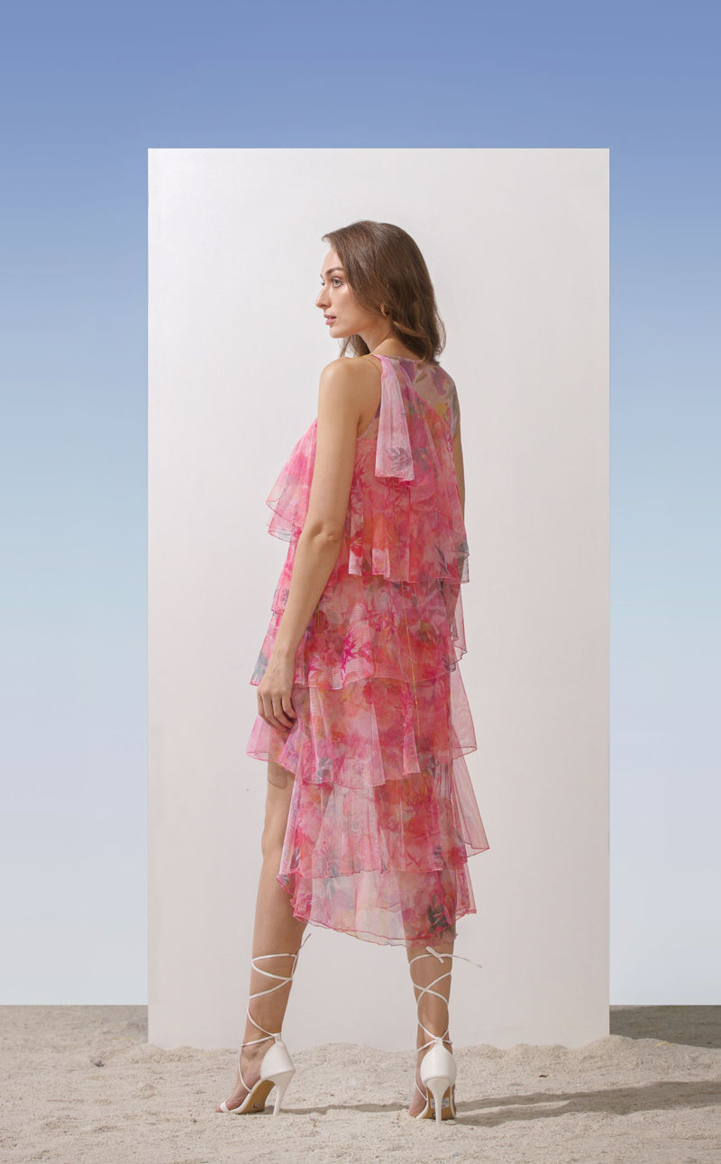 Butterfly Net Floral Printed Tiered Dress