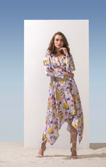 Satin Printed Asymmetric Dress