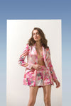 Satin Pastels Printed Jacket With Printed Shorts