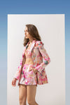 Satin Pastels Printed Jacket With Printed Shorts