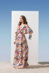 Satin Geometric Printed Cowled Neckline Kaftan