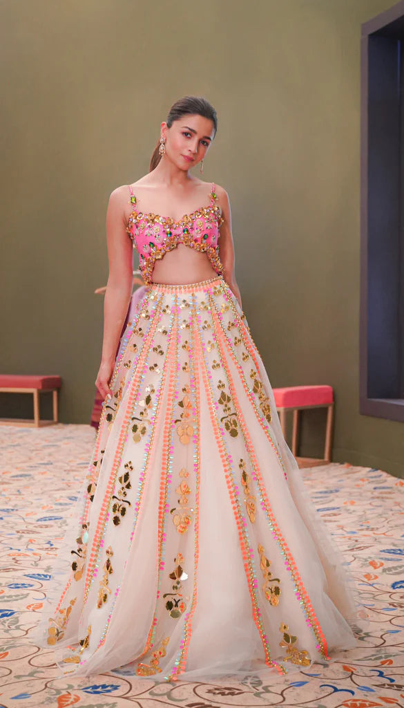 Alia Bhatt's Lehenga And Crop Top Set Is Perfect For The Indian Bridesmaid  | VOGUE India