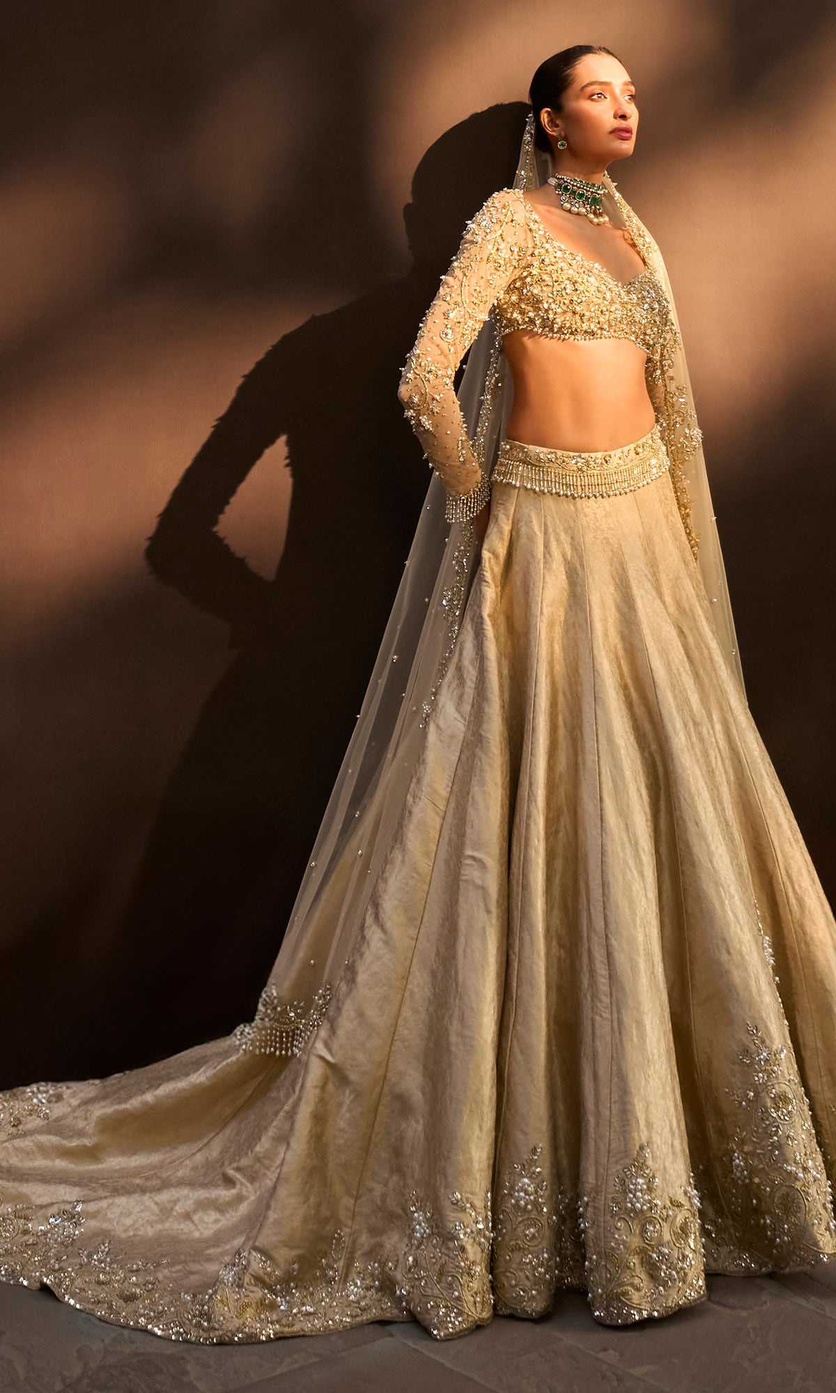 gold-toned Bridal lehenga