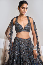 Chocolate Brown Sequin Lehenga Set by Seema Gujral - Lotus Bloom Canada