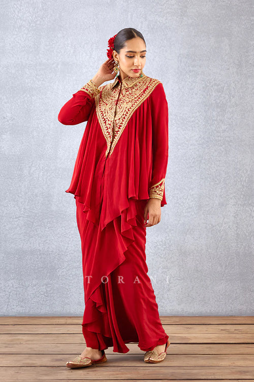 SINDOORI SAROJA DHOTI KAMEEZ SET