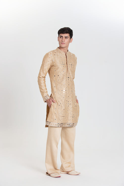 Beige Blossom Kurta Set