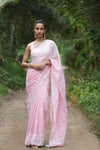 Mulmul Organza Ombre Roja Pink Saree Sale price