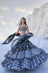 Black Multi-Tiered Lehenga Set by Seema Gujral - Lotus Bloom Canada