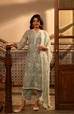 Nezira Set Teal Blue Abhaa Dupatta