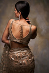 Gold Sequin Saree by Seema Gujral - Lotus Bloom Canada