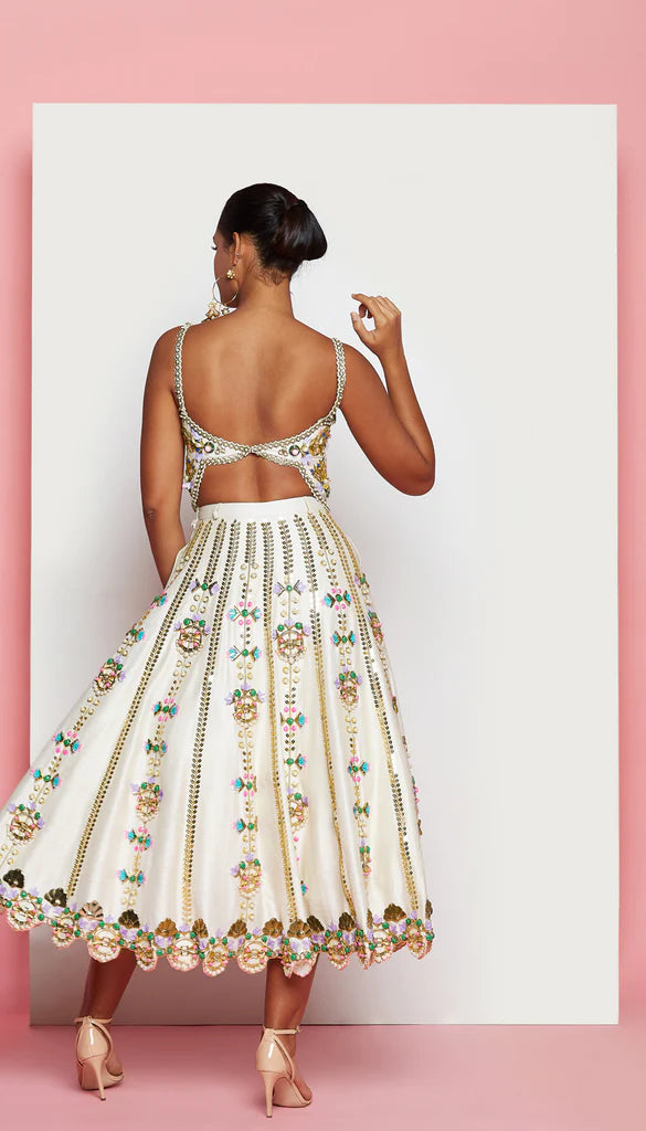 PIERIS - IVORY EMBELLISHED HALF LEHENGA SET