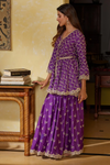 Mulmul Pima Bisini Purple Top With Sharara