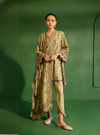 Mulmul Wool Ellis Green Kurta With Mulmul Wool Ellis Green Pant