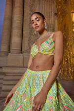 Neon Multi-Coloured Sequin Lehenga Set by Seema Gujral - Lotus Bloom Canada