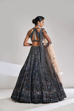 Chocolate Brown Sequin Lehenga Set by Seema Gujral - Lotus Bloom Canada