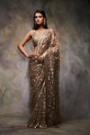 Gold Sequin Saree by Seema Gujral - Lotus Bloom Canada