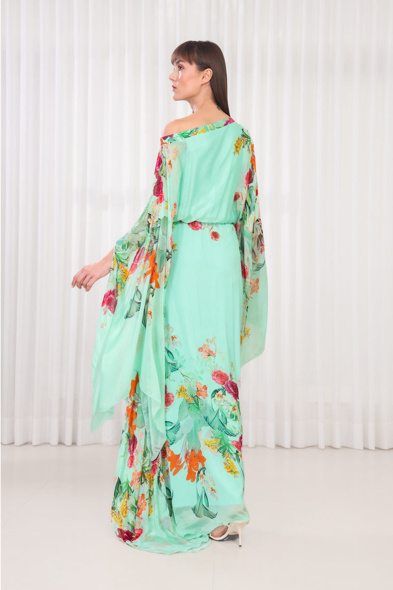 Dahlia Bouquet Printed Kaftan Dress