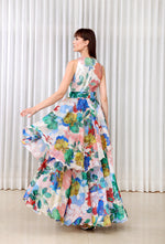 Hibiscus Printed Layered Gown Dress