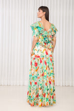 Dahlia Bouquet Printed Chiffon Dress
