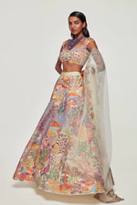 Ivory Divergence Silk Appliquéd and Embellished Lehenga With Blouse And Dupatta