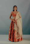 Rust Brocade Lehenga Set
