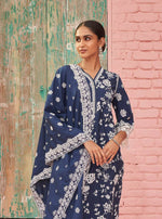 Roli Set-Sneh Dupatta  - Navy