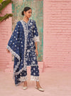 Roli Set-Sneh Dupatta  - Navy