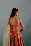 Rust Brocade Lehenga Set