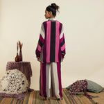 MERLOT STRIPE PRINT OVERSIZED COORD SET