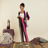 MERLOT STRIPE PRINT BLAZER SET